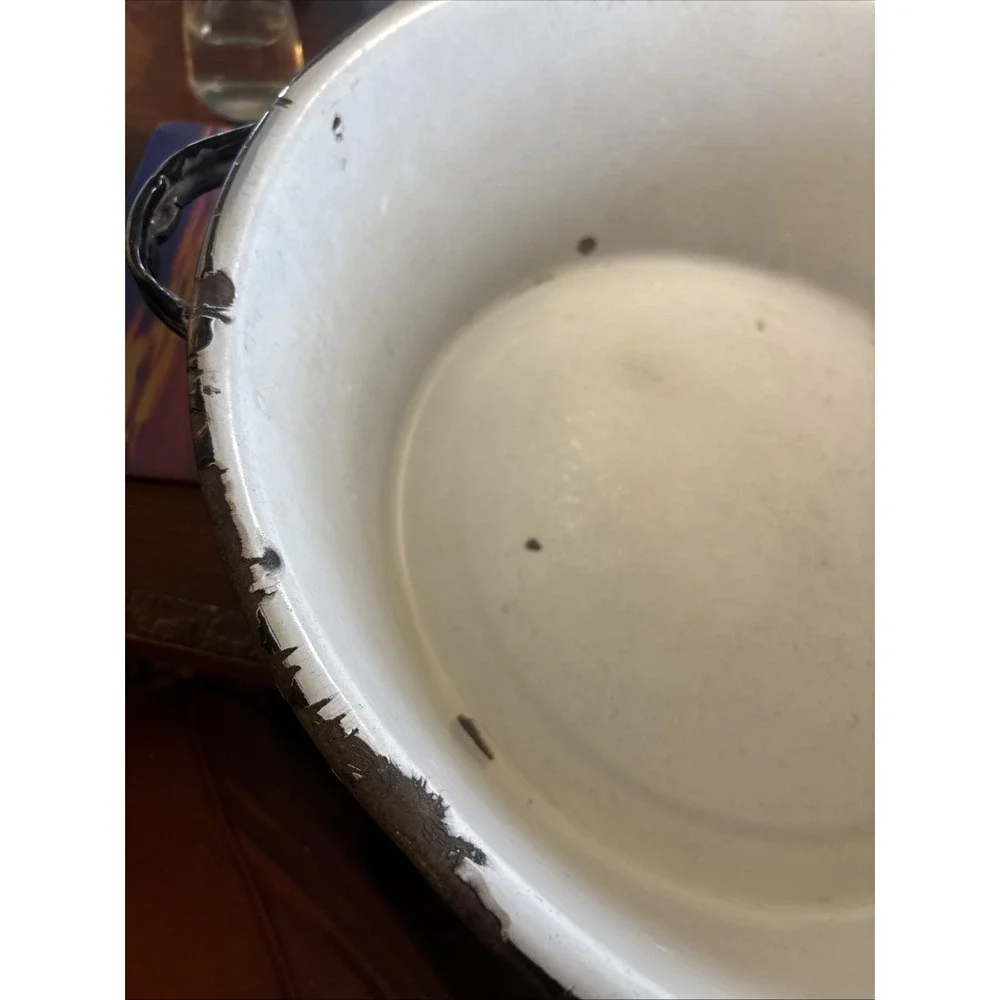 Vintage Enamel Ware Graniteware‎ Tub Basin Farm House Handle Bowl 19